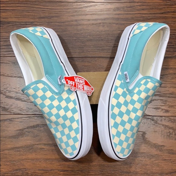 VANS CLASSIC SLIP-ON CHECKERBOARD Aqua Haze/ men’s - Picture 2 of 16